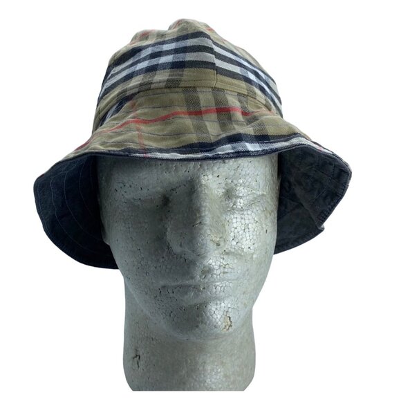 Vtg Plaid Bucket Hat Women Size Medium Multicolor Cotton Classic Reversible - Picture 1 of 5
